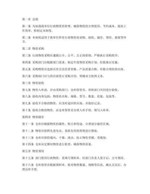 仓库行政物资管理制度