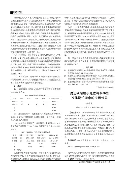 综合护理在小儿支气管哮喘发作期护理中的应用效果