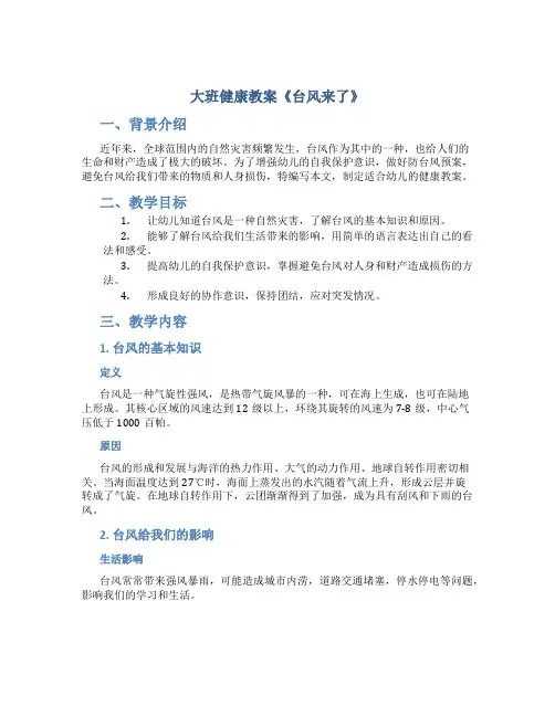 大班健康教案《台风来了》