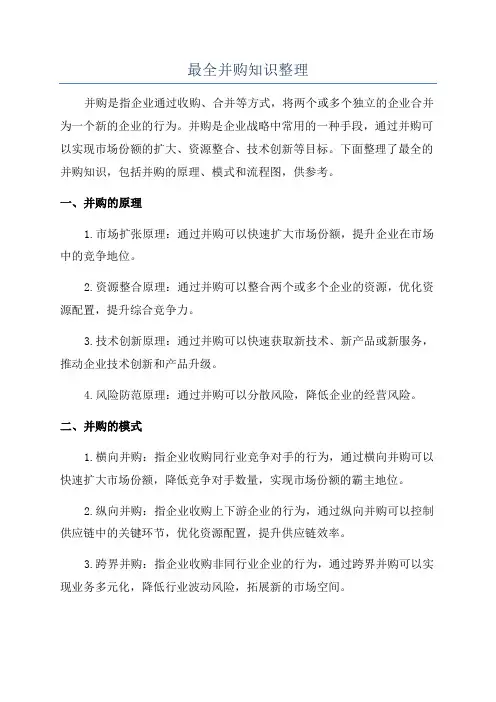 最全并购知识整理