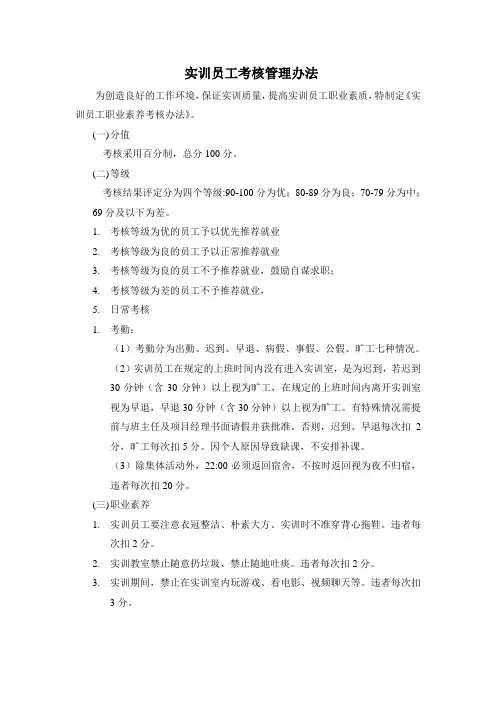 实训项目考核制度