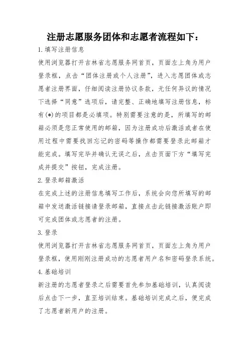 注册吉林省志愿者流程如下