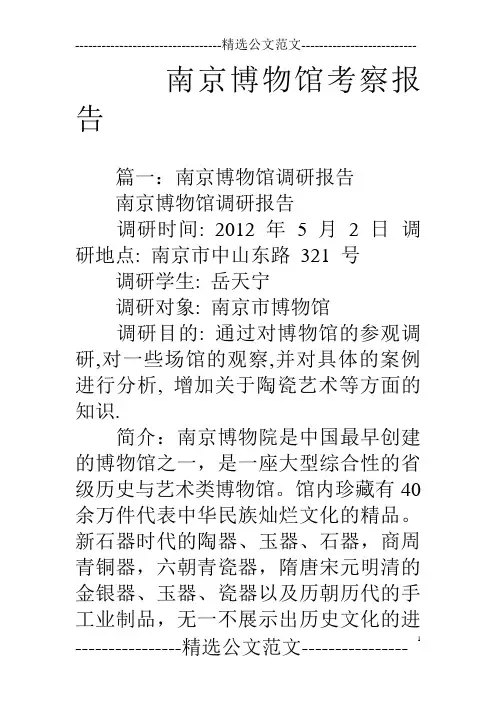 南京博物馆考察报告