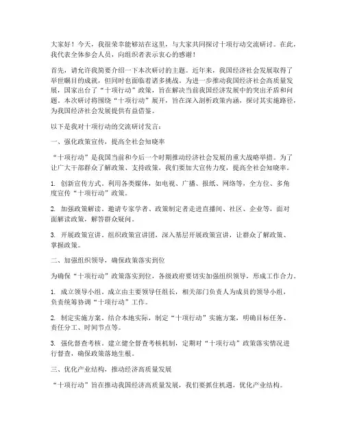 十项行动交流研讨发言稿