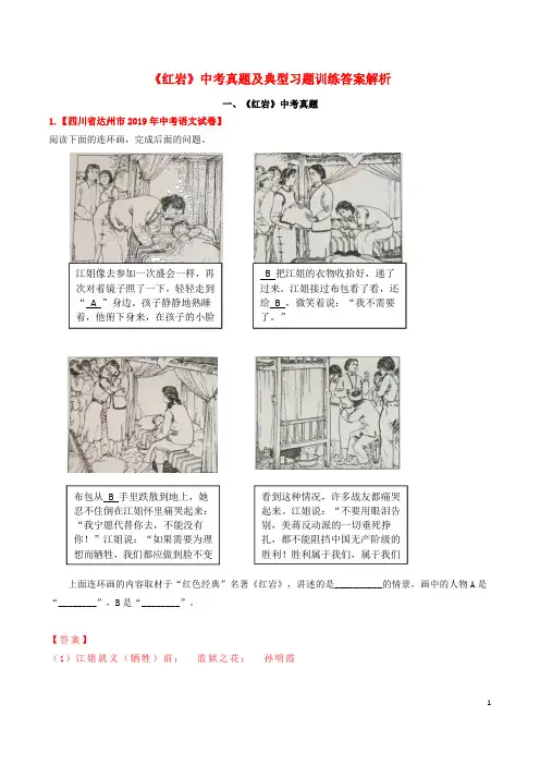 专题26 《红岩》中考真题及典型习题训练(解析版)