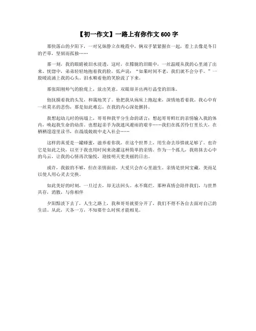 【初一作文】一路上有你作文600字