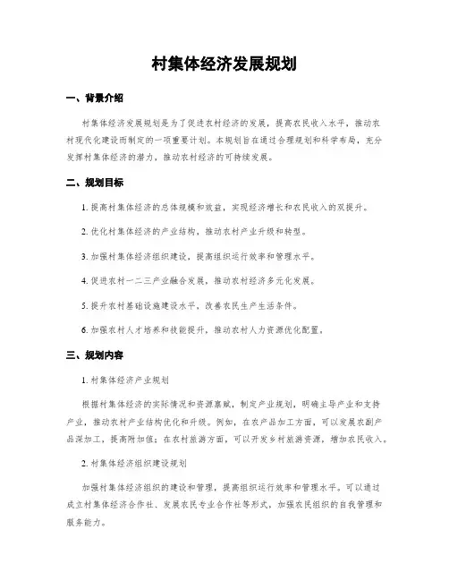 村集体经济发展规划