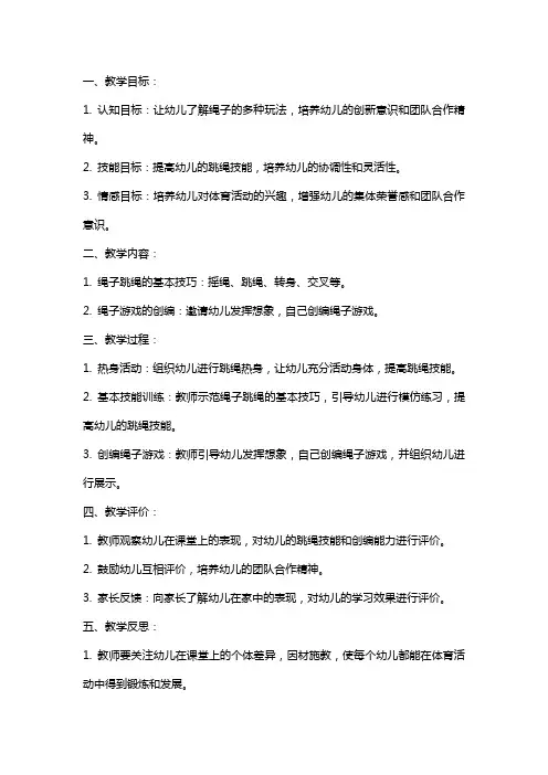 体育《有趣的绳子》大班教案反思