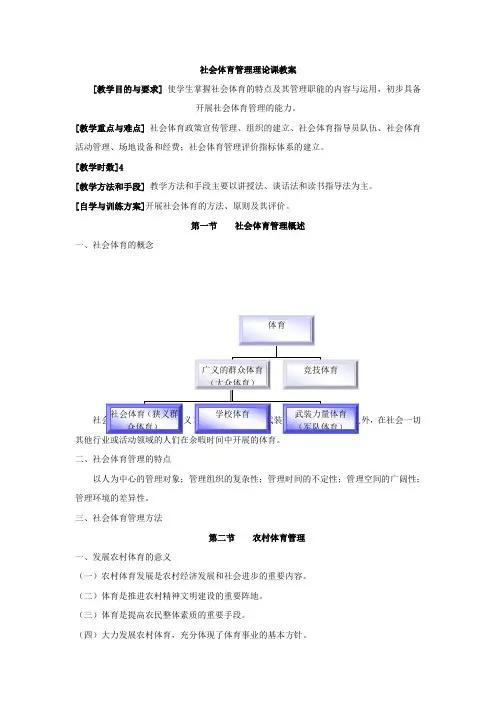 社会体育管理理论课教案