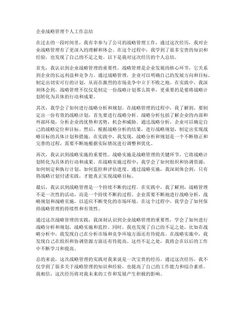 企业战略管理个人工作总结