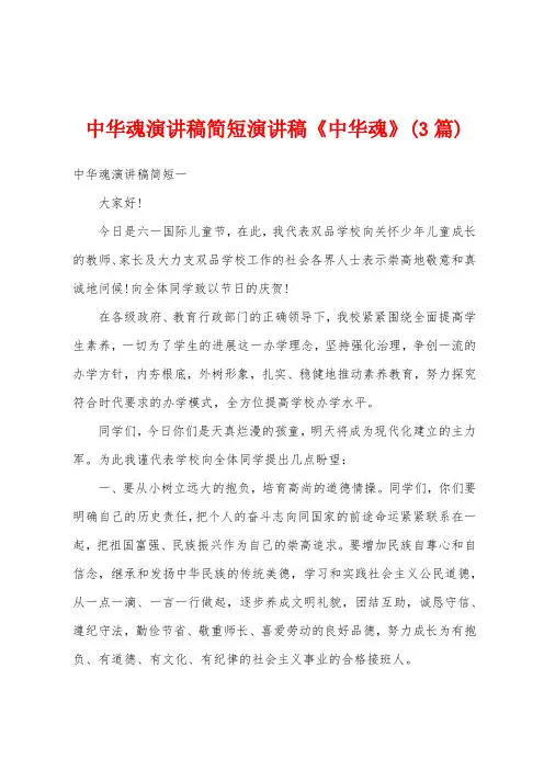 中华魂演讲稿简短演讲稿《中华魂》(3篇)