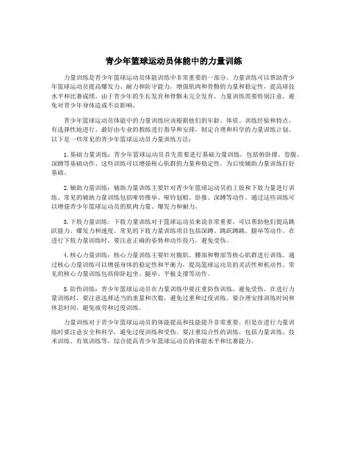 青少年篮球运动员体能中的力量训练