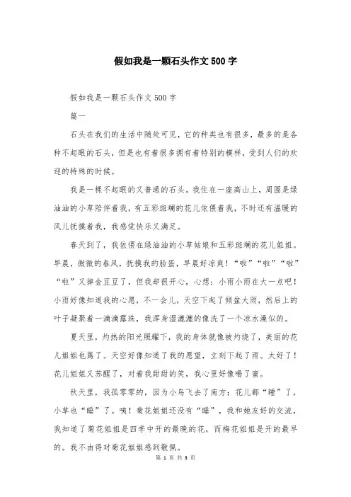 假如我是一颗石头作文500字