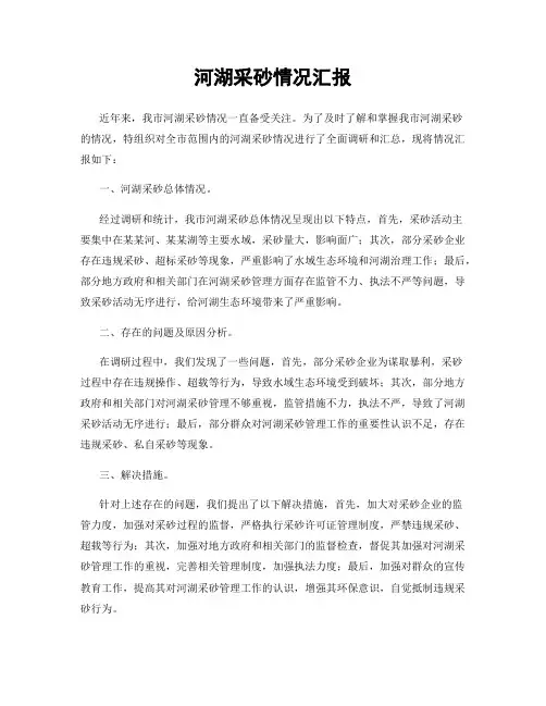 河湖采砂情况汇报