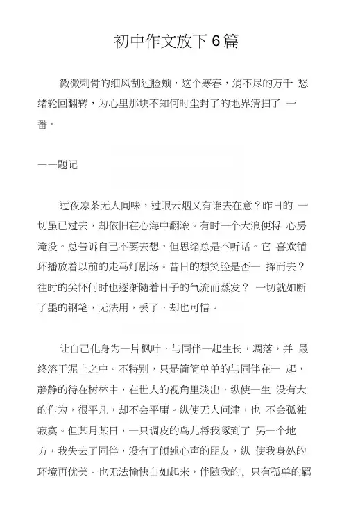 初中作文放下6篇