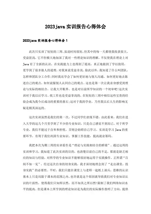 2023实用文_java实训报告心得体会