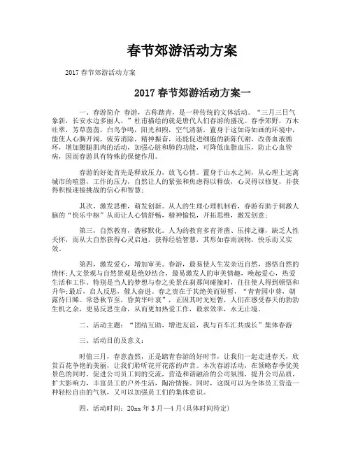 春节郊游活动方案