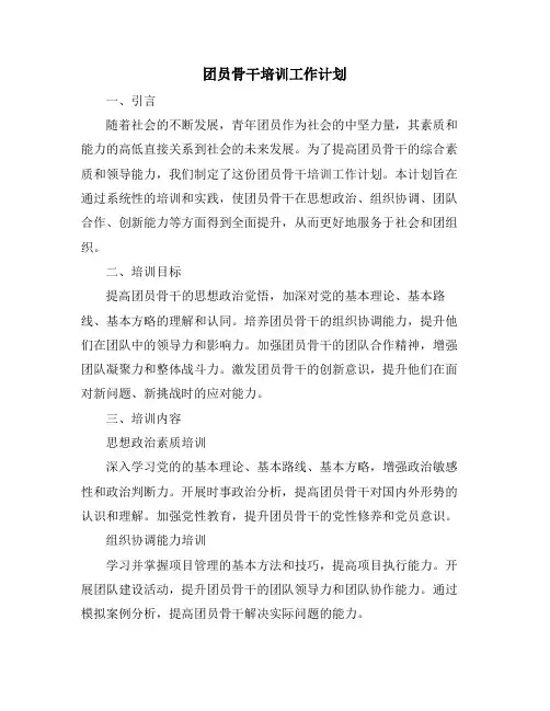 团员骨干培训工作计划