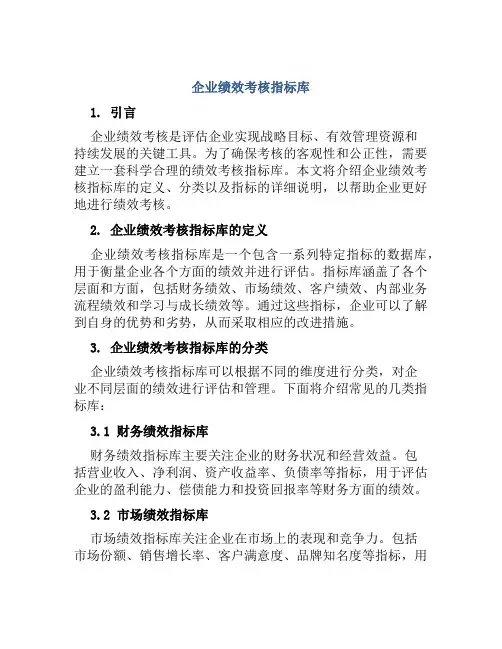 企业绩效考核指标库