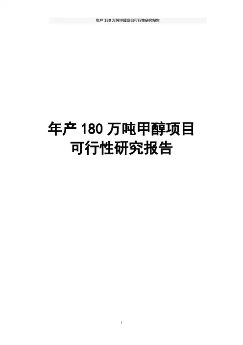 年产180万吨甲醇项目可行性研究报告