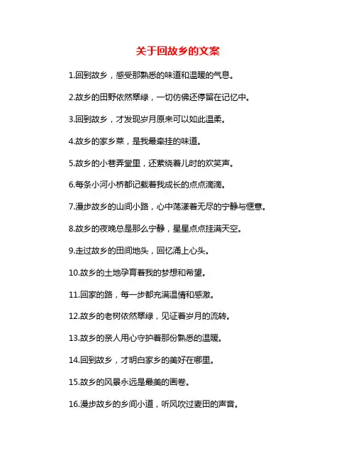 关于回故乡的文案
