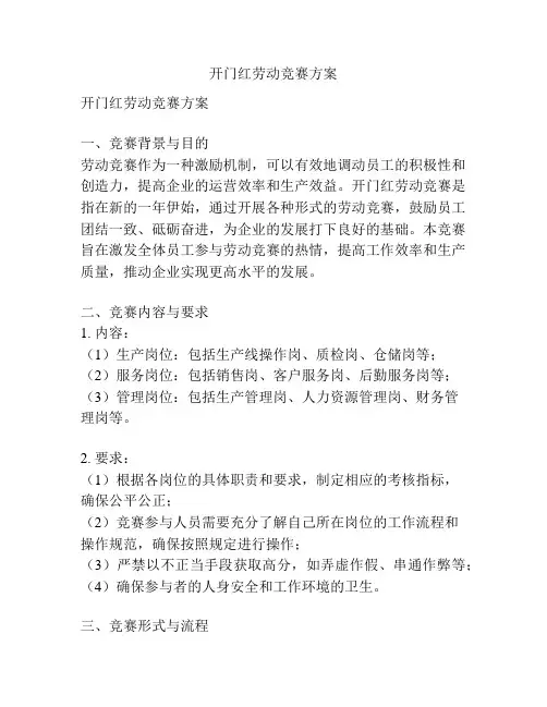 开门红劳动竞赛方案