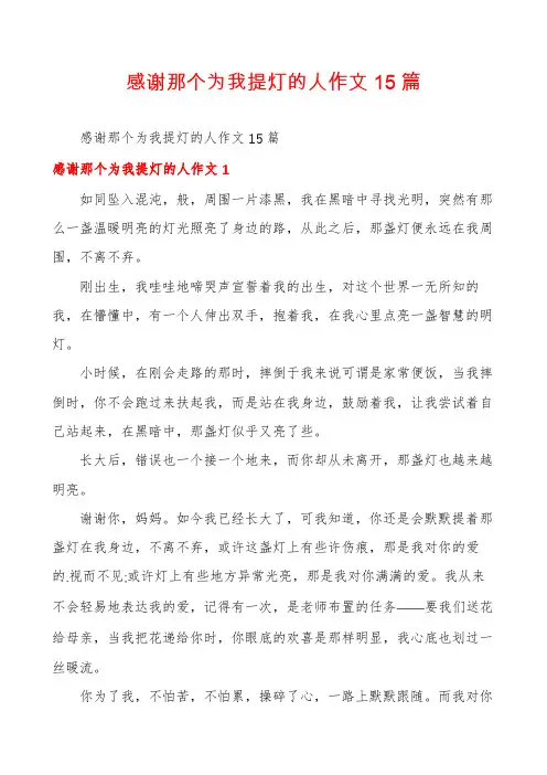感谢那个为我提灯的人作文15篇