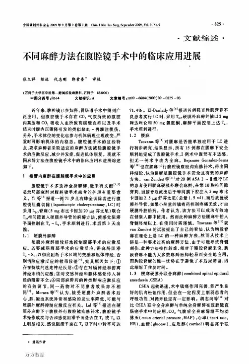 不同麻醉方法在腹腔镜手术中的临床应用进展
