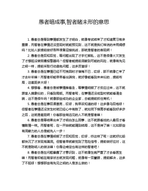 愚者暗成事,智者睹未形的意思