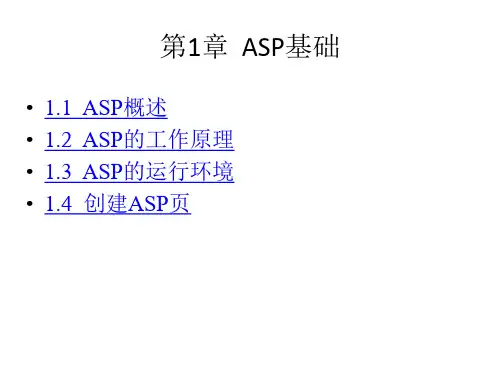 全套课件 《ASP程序设计教程(高职-张景峰)》