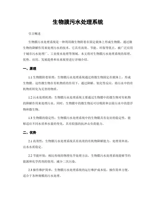 生物膜污水处理系统