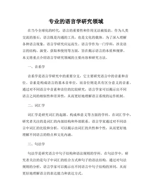 专业的语言学研究领域