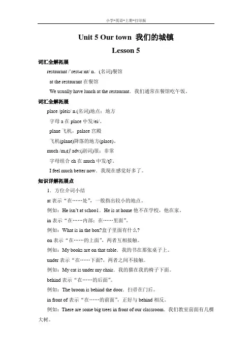 北师版-英语-五年级上册-英语北师版(三起)五年级上 Unit 5 lesson 5 教材同步讲解 教案(词汇)