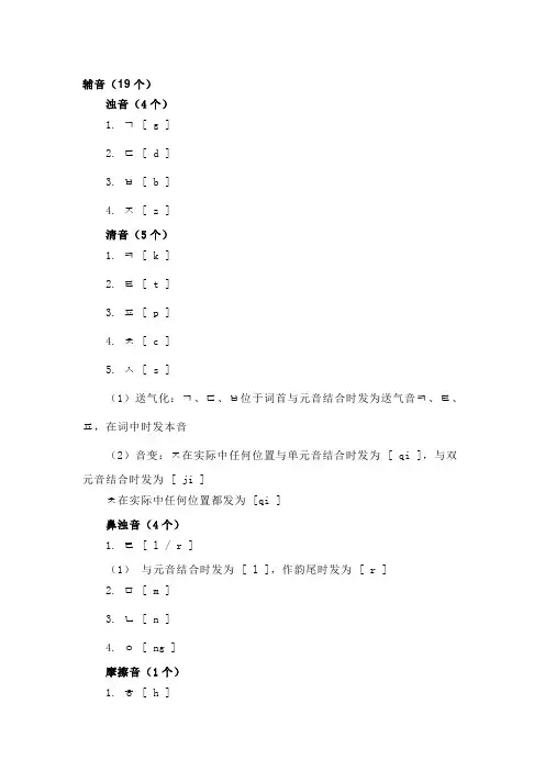 韩语第二节辅音