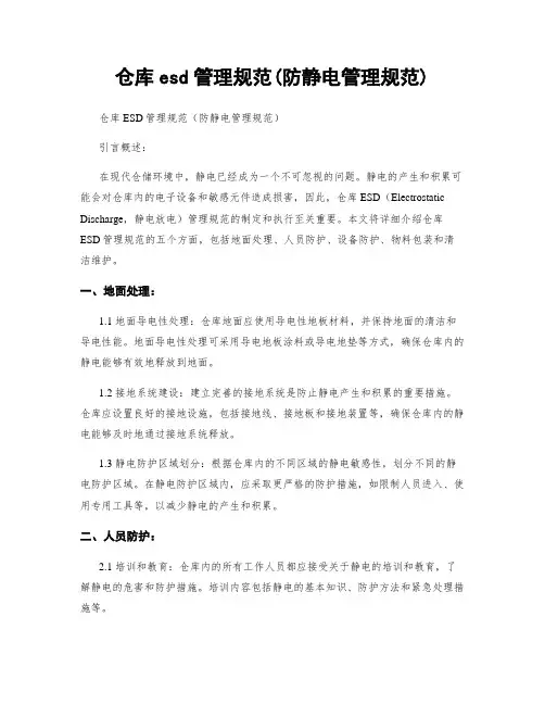 仓库esd管理规范(防静电管理规范)