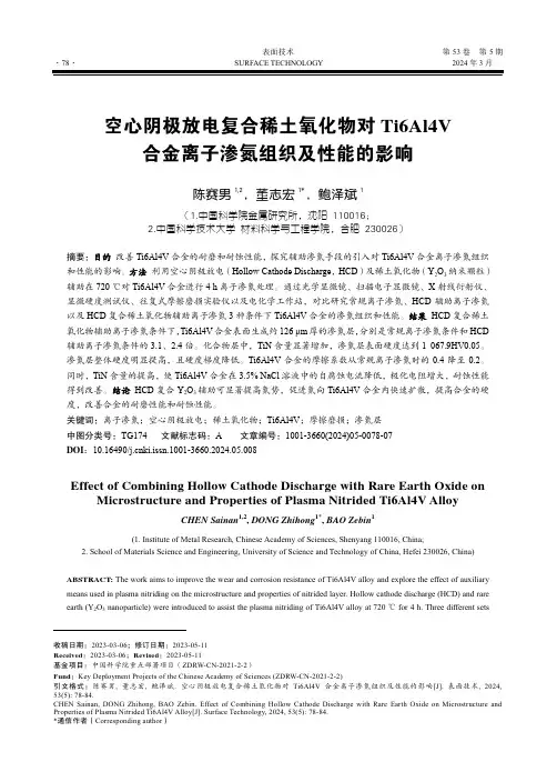空心阴极放电复合稀土氧化物对Ti6Al4V_合金离子渗氮组织及性能的影响