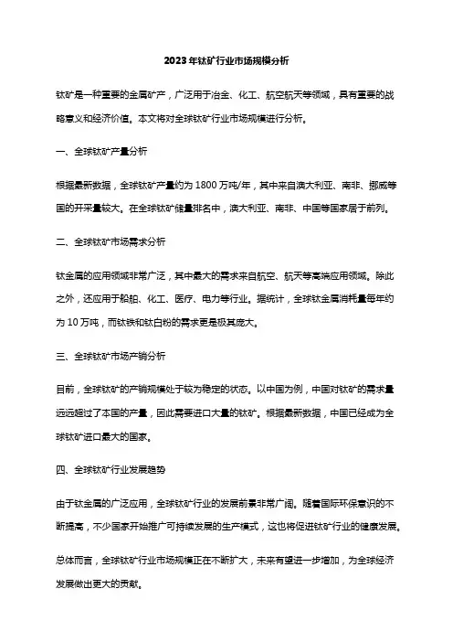 2023年钛矿行业市场规模分析