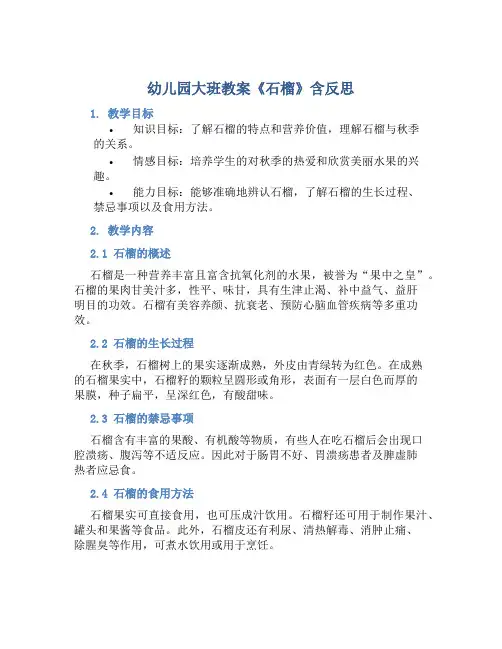 幼儿园大班教案《石榴》含反思