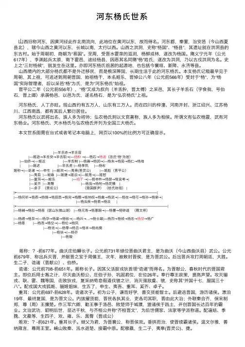 河东杨氏世系