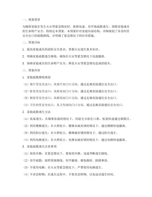 家庭疏散逃生预案的路线