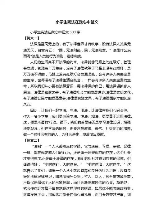 小学生宪法在我心中征文300字
