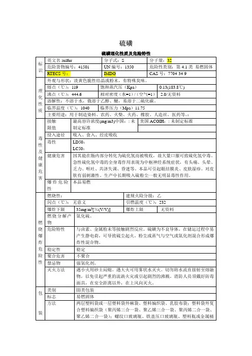 硫磺说明书