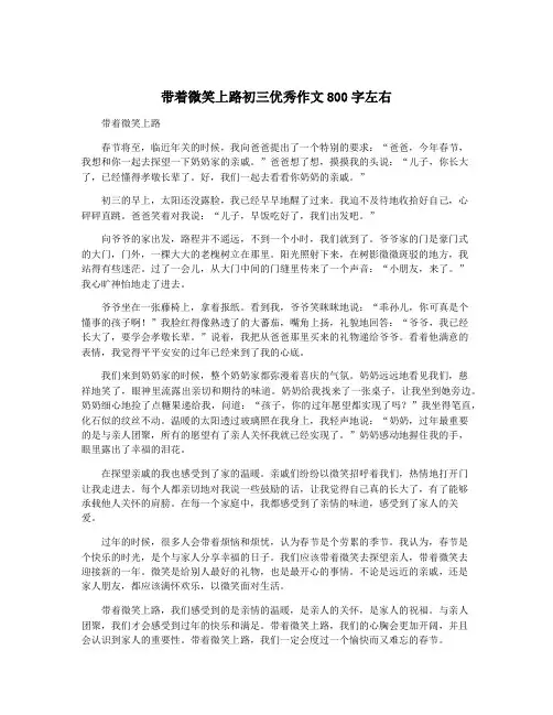 带着微笑上路初三优秀作文800字左右