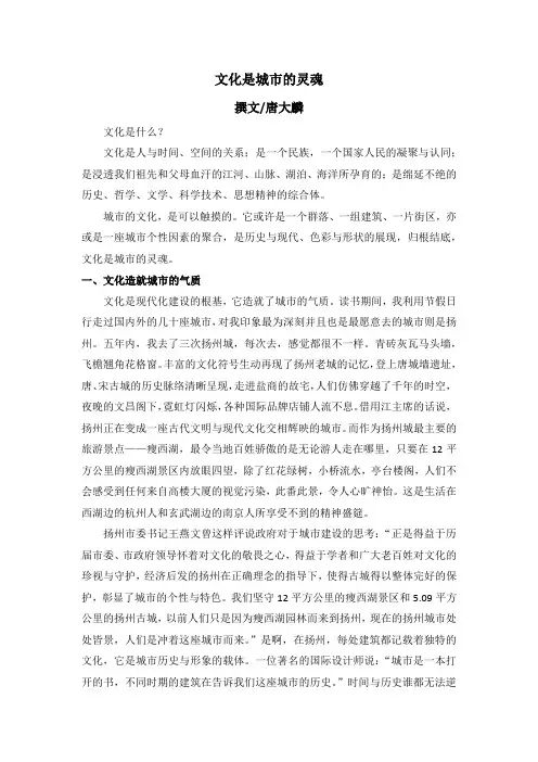 文化是城市的灵魂