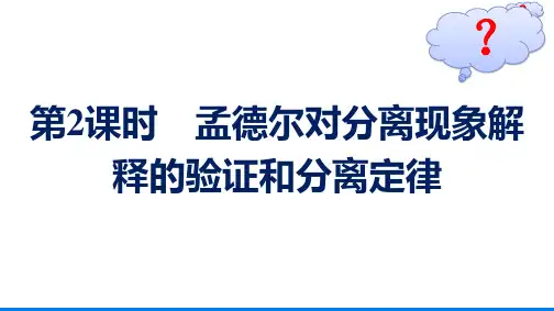 高中生物人教(2019)必修2第1章第1节第2课时孟德尔对分离现象解释的验证和分离定律
