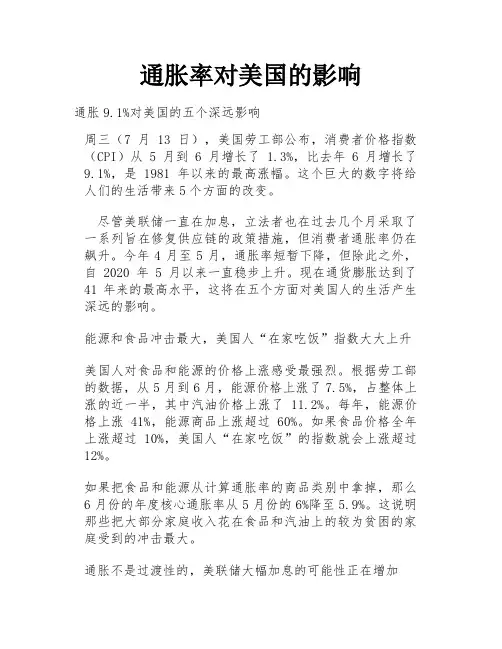 通胀率对美国的影响