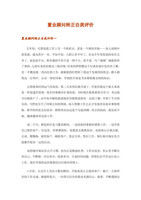 2024年置业顾问转正自我评价