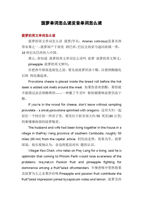 菠萝单词怎么读发音单词怎么读