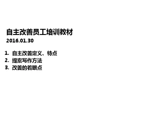 教材1：自主改善员工培训(标准版)--定义、特点、书写、着眼点