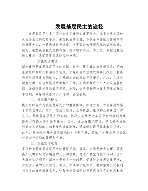 发展基层民主的途径